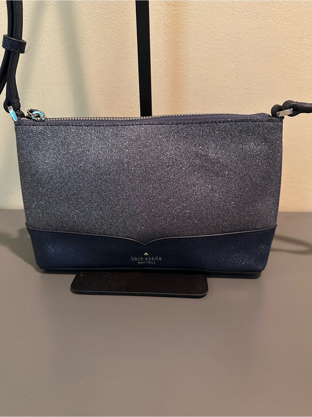 kate spade Lola Navy Blue Glitter Crossbody Bag